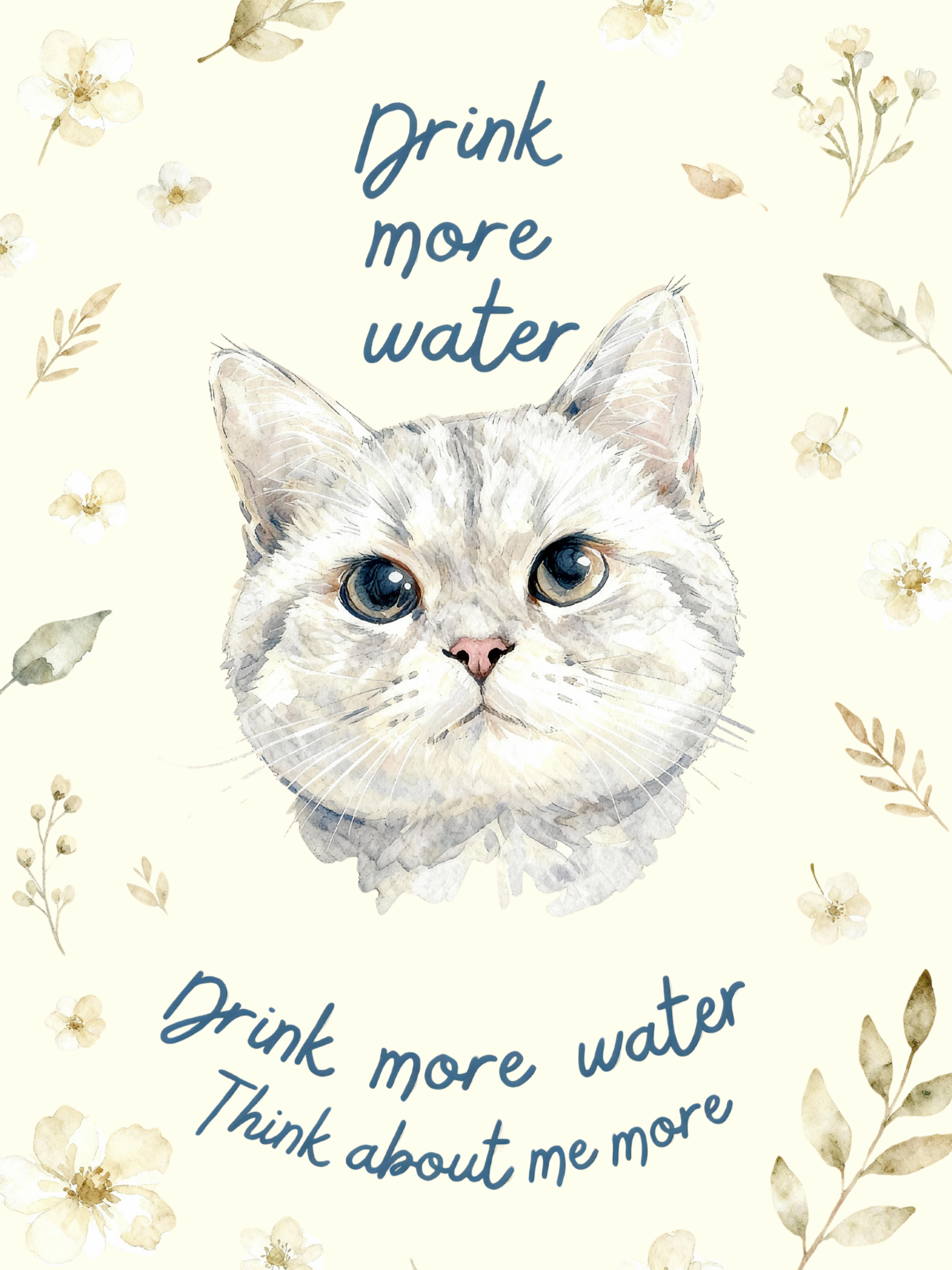 Custom Pet Portrait Insulated Tumbler with Straw  'Drink More Water' Motivational Design