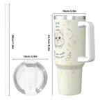 Custom Pet Portrait Insulated Tumbler with Straw  'Drink More Water' Motivational Design