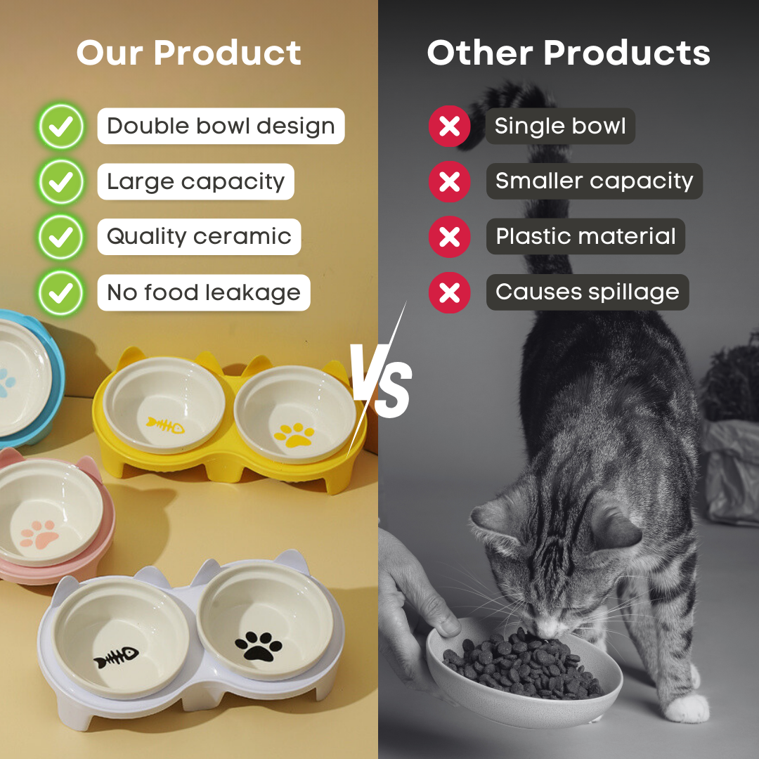 Elevated Ceramic Cat Bowl
