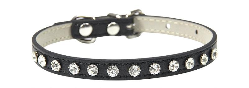 【COL - 002】Leather Diamond Casual Pet Collar - MaoMao - Paws