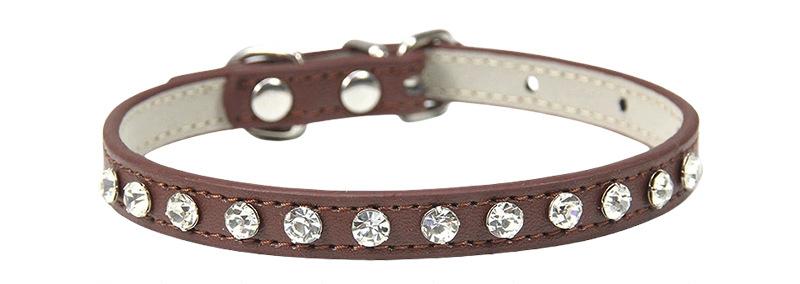 【COL - 002】Leather Diamond Casual Pet Collar - MaoMao - Paws