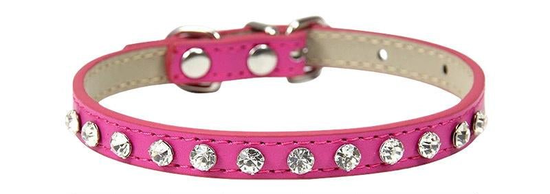 【COL - 002】Leather Diamond Casual Pet Collar - MaoMao - Paws