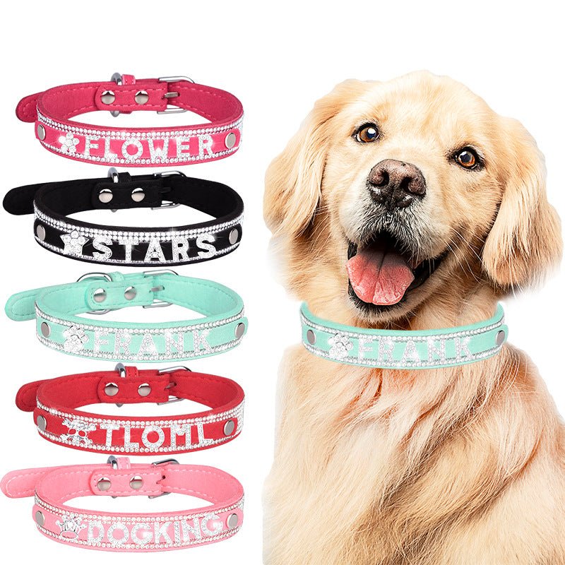 【COL - 005】Engraved nameplate rhinestone pet collar - MaoMao - Paws