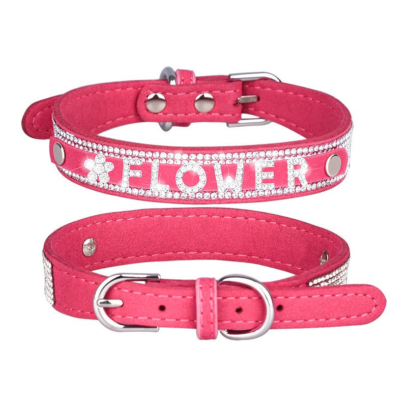 【COL - 005】Engraved nameplate rhinestone pet collar - MaoMao - Paws