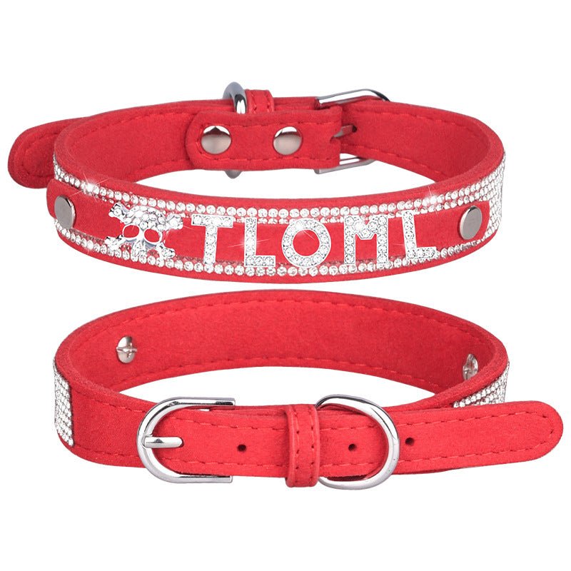 【COL - 005】Engraved nameplate rhinestone pet collar - MaoMao - Paws