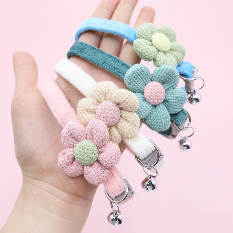 【COL - 008】Cute cartoon flower bell collar cat necklace - MaoMao - Paws