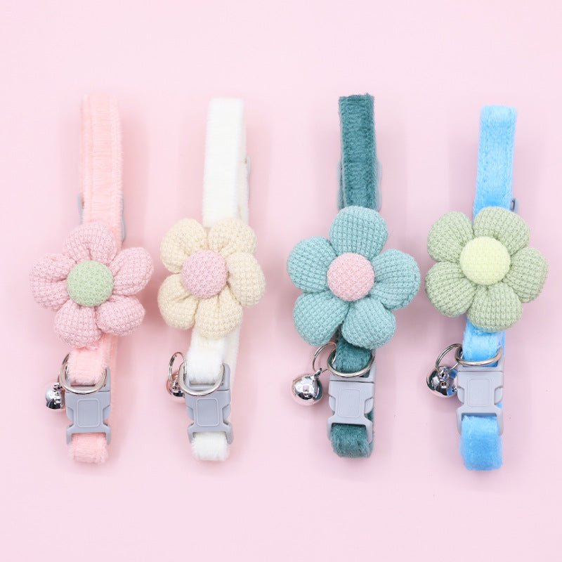 【COL - 008】Cute cartoon flower bell collar cat necklace - MaoMao - Paws