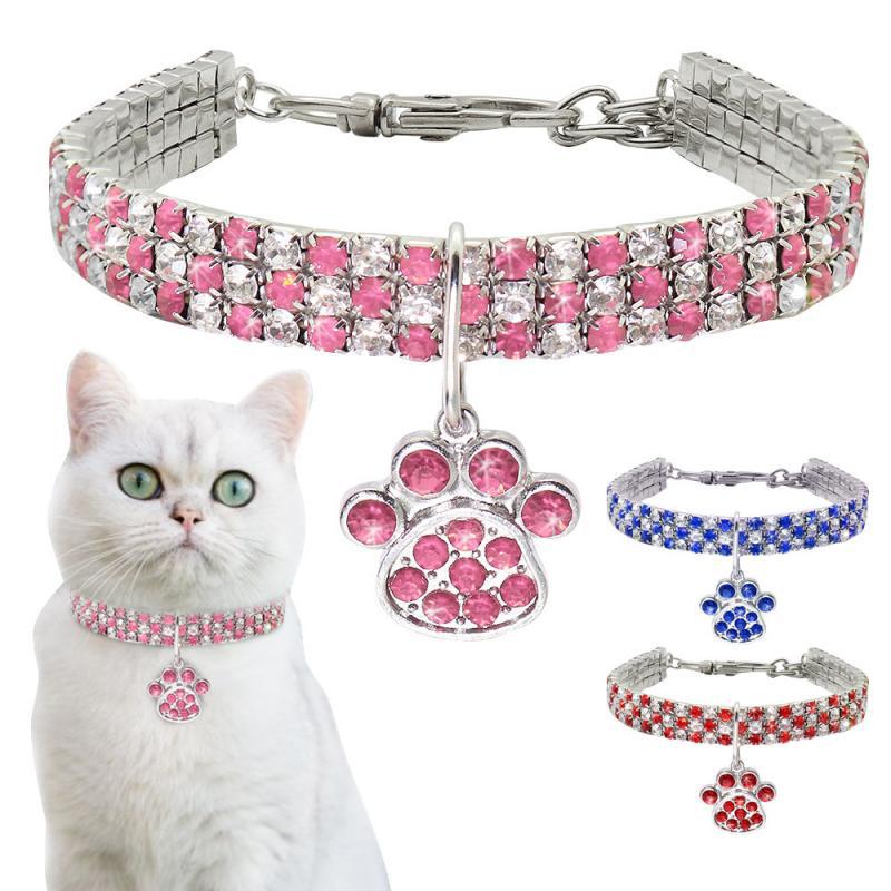 【COL - 009】Rhinestone heart/bone/sole mixed color pet collar - MaoMao - Paws