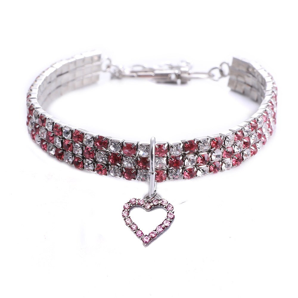 【COL - 009】Rhinestone heart/bone/sole mixed color pet collar - MaoMao - Paws