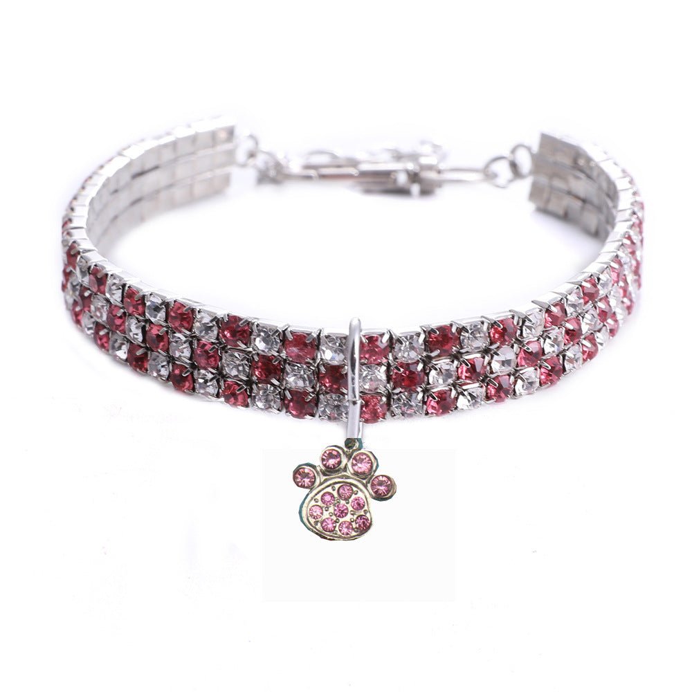 【COL - 009】Rhinestone heart/bone/sole mixed color pet collar - MaoMao - Paws