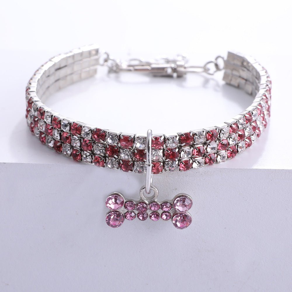 【COL - 009】Rhinestone heart/bone/sole mixed color pet collar - MaoMao - Paws