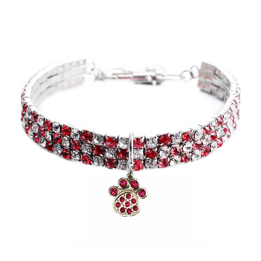 【COL - 009】Rhinestone heart/bone/sole mixed color pet collar - MaoMao - Paws