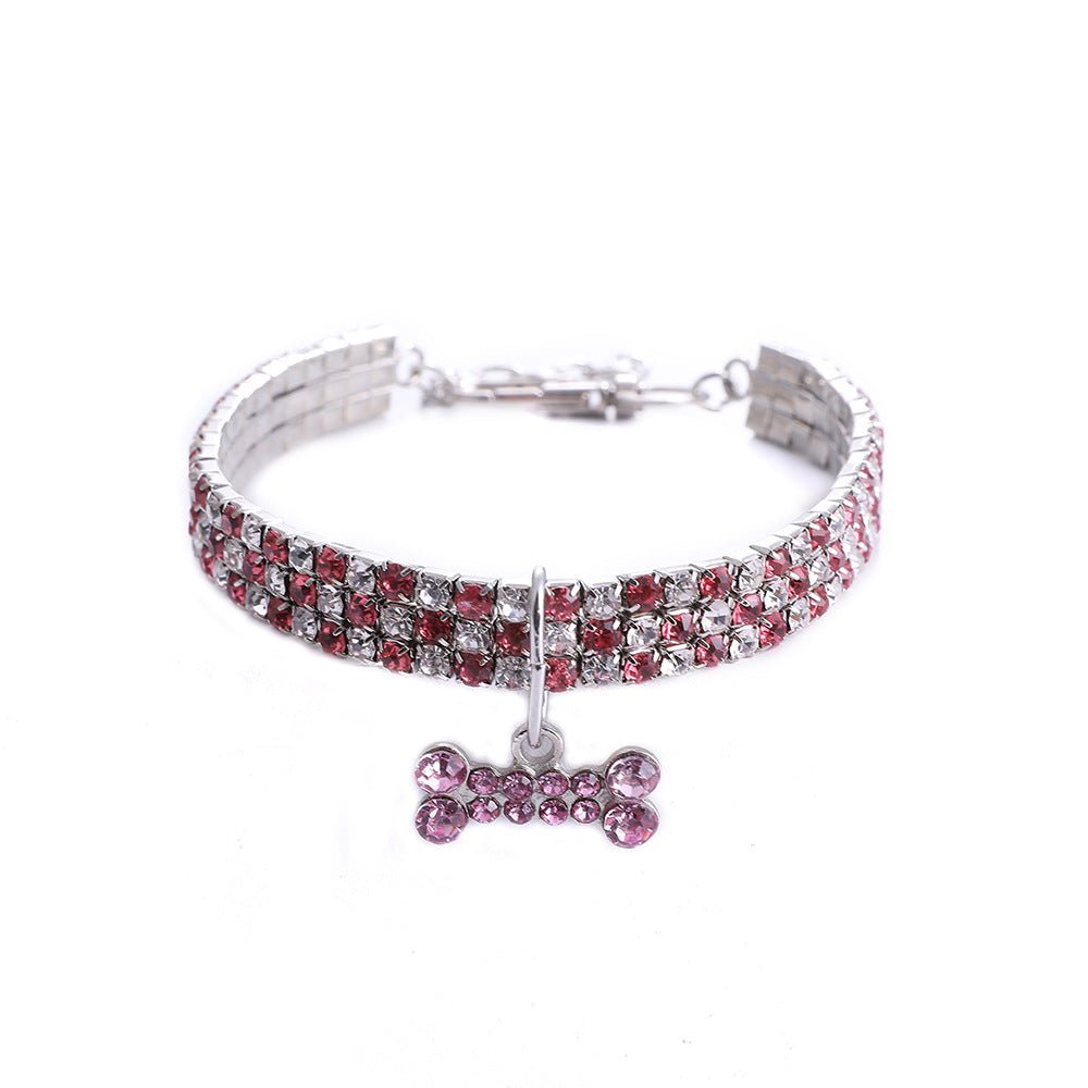 【COL - 009】Rhinestone heart/bone/sole mixed color pet collar - MaoMao - Paws