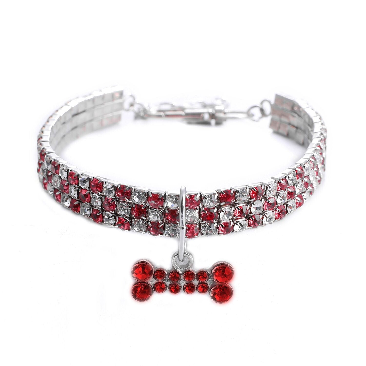 【COL - 009】Rhinestone heart/bone/sole mixed color pet collar - MaoMao - Paws
