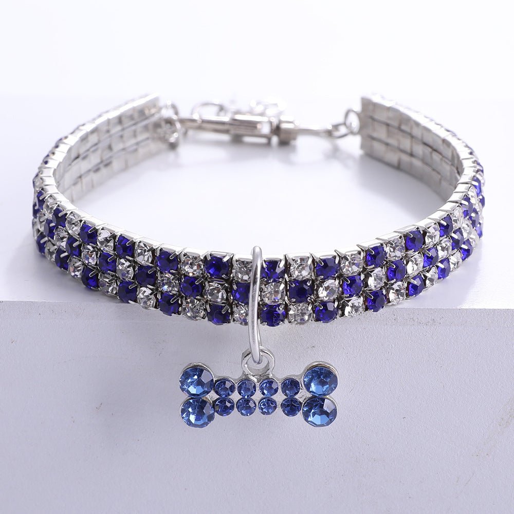 【COL - 009】Rhinestone heart/bone/sole mixed color pet collar - MaoMao - Paws