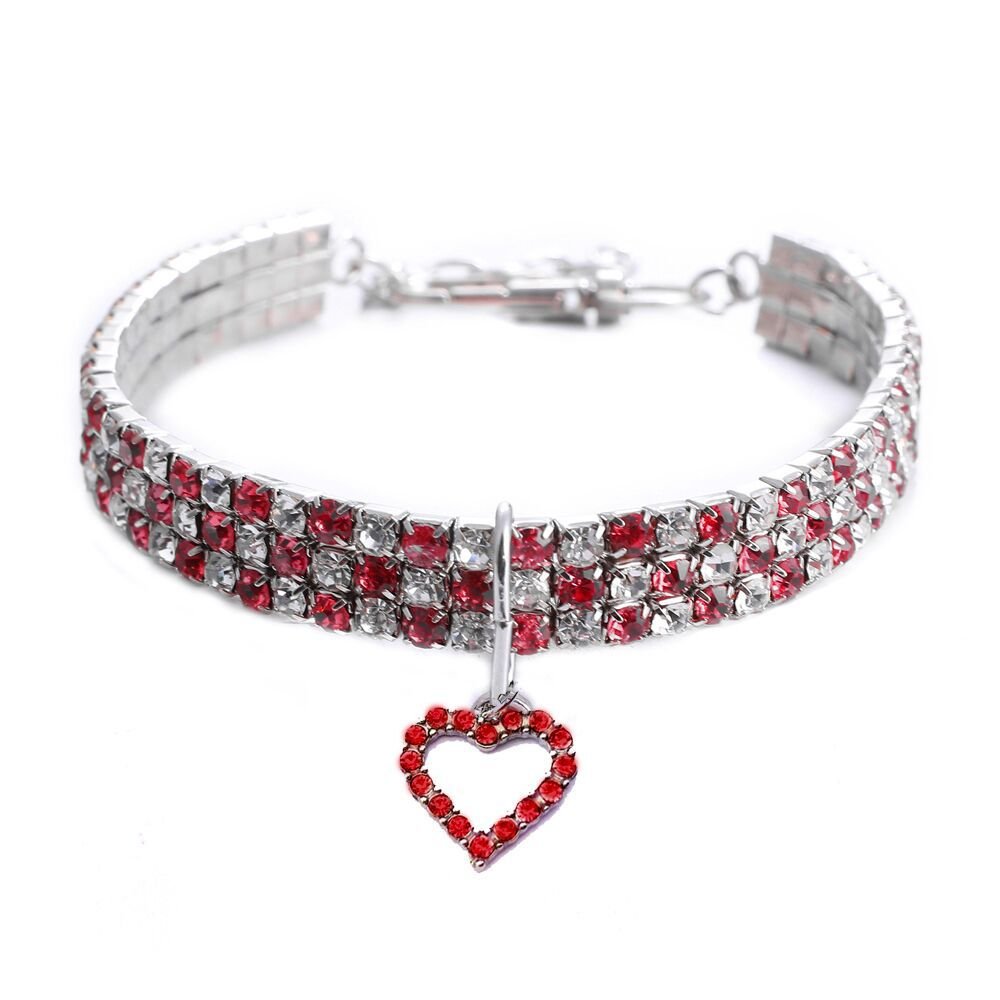 【COL - 009】Rhinestone heart/bone/sole mixed color pet collar - MaoMao - Paws