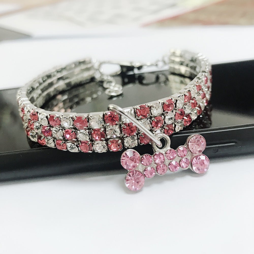 【COL - 009】Rhinestone heart/bone/sole mixed color pet collar - MaoMao - Paws