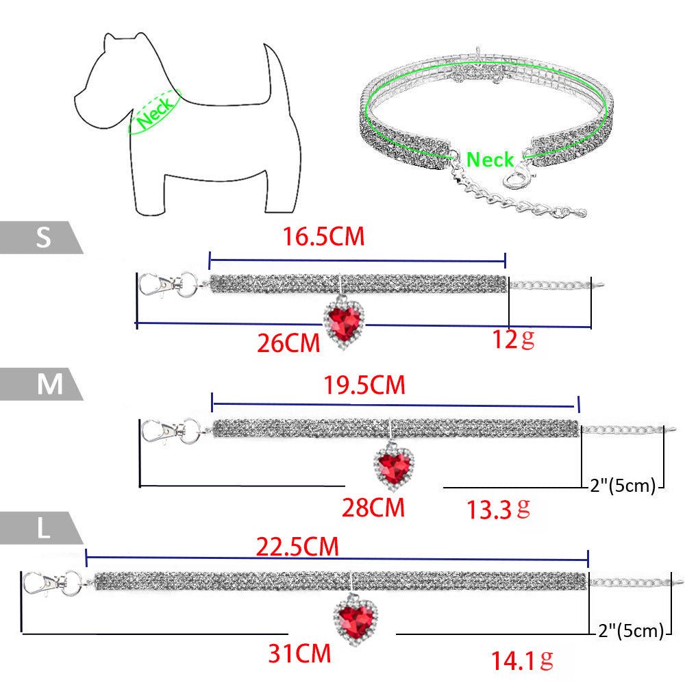 【COL - 013】Love Water Drop Rhinestone Gem Pet Necklace Collar - MaoMao - Paws