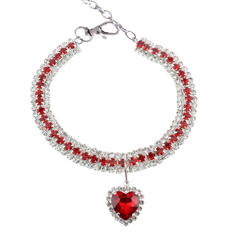 【COL - 013】Love Water Drop Rhinestone Gem Pet Necklace Collar - MaoMao - Paws