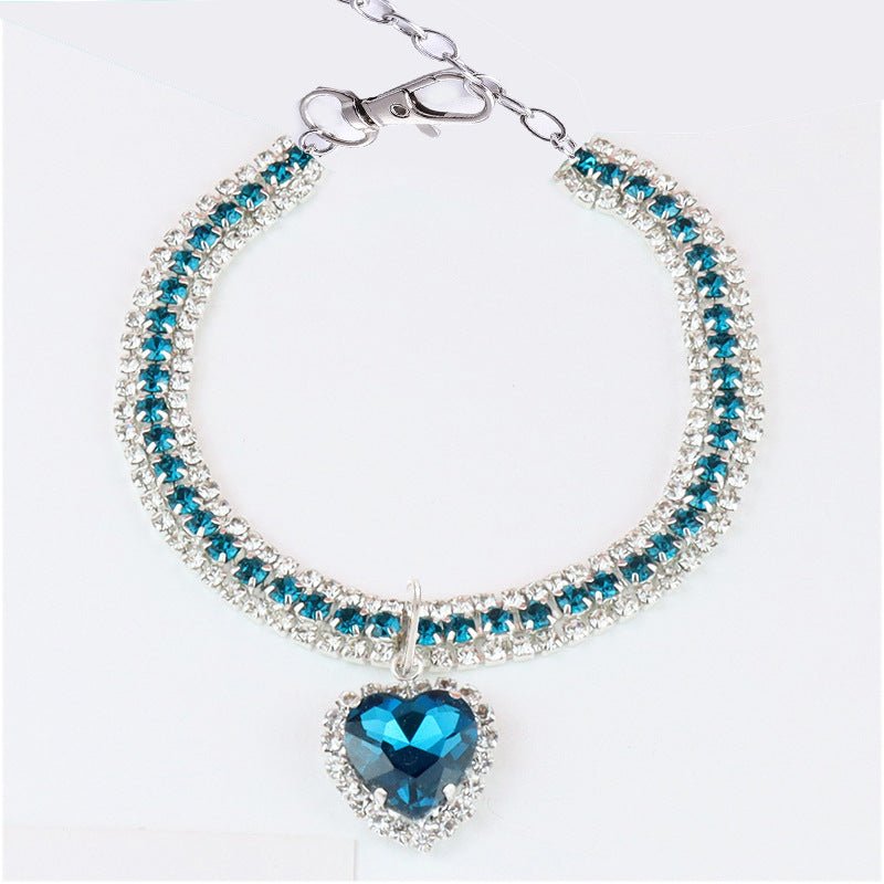 【COL - 013】Love Water Drop Rhinestone Gem Pet Necklace Collar - MaoMao - Paws