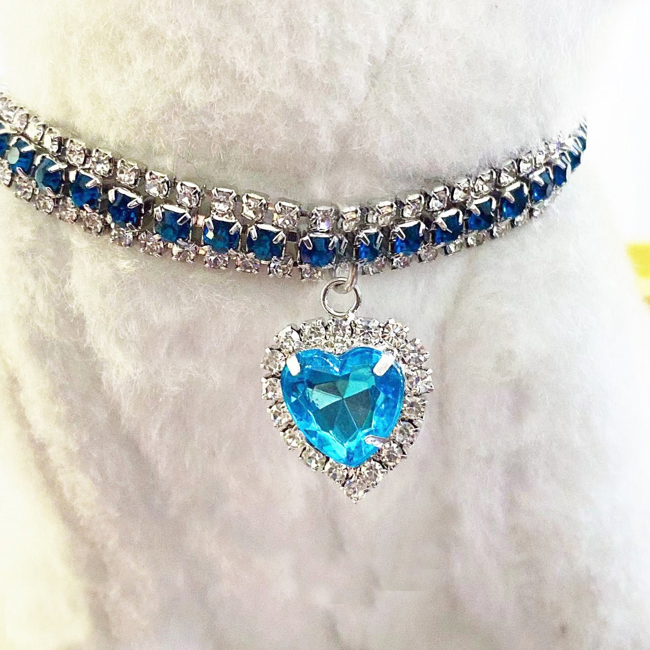 【COL - 013】Love Water Drop Rhinestone Gem Pet Necklace Collar - MaoMao - Paws