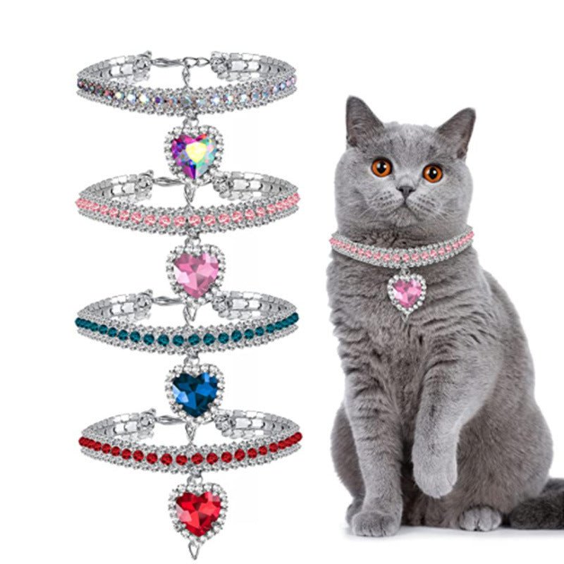 【COL - 013】Love Water Drop Rhinestone Gem Pet Necklace Collar - MaoMao - Paws
