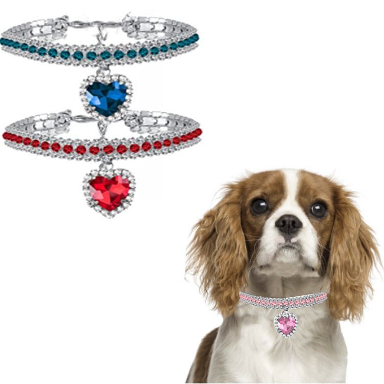 【COL - 013】Love Water Drop Rhinestone Gem Pet Necklace Collar - MaoMao - Paws