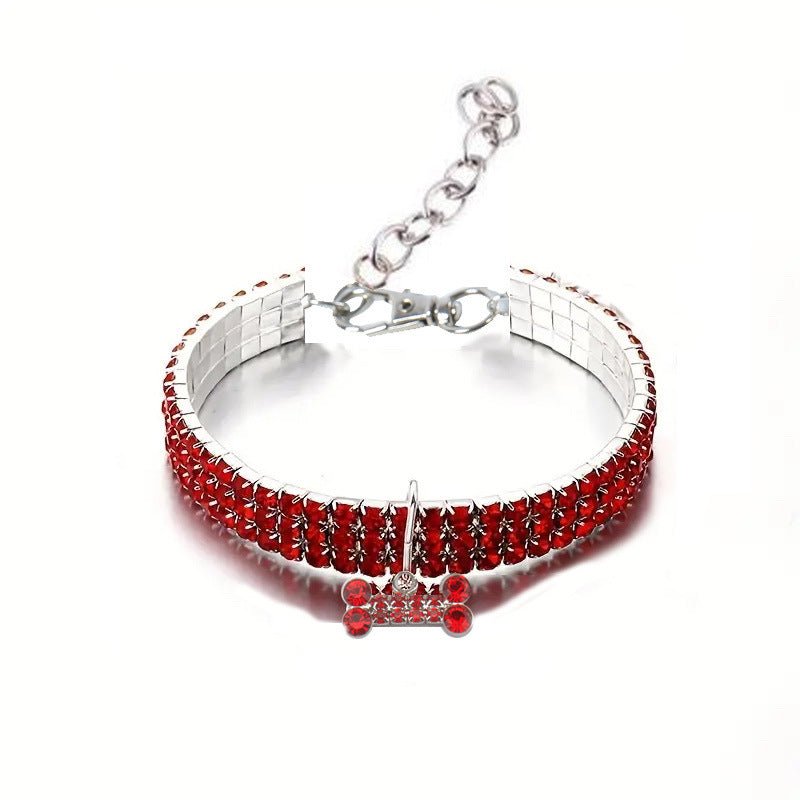 【COL - 015】3 rows of rhinestone crystal pet collars - MaoMao - Paws