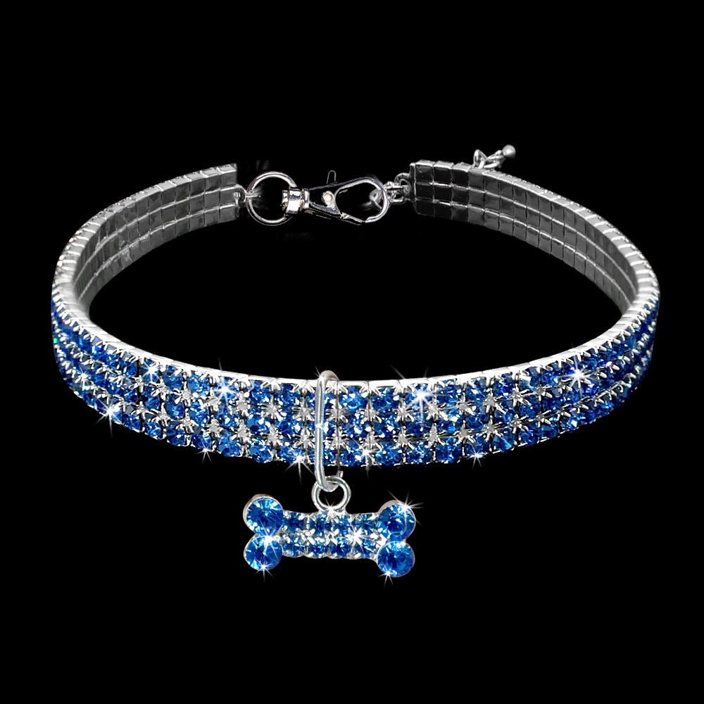 【COL - 015】3 rows of rhinestone crystal pet collars - MaoMao - Paws
