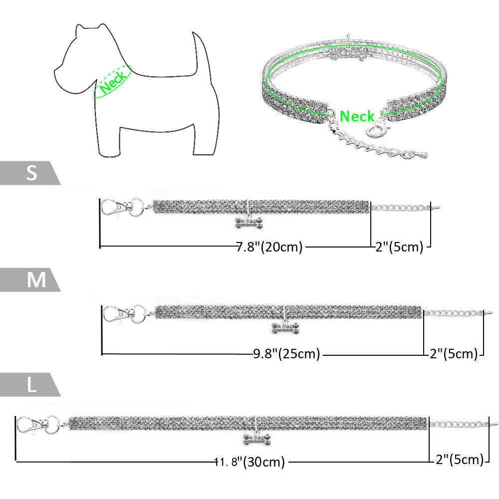 【COL - 015】3 rows of rhinestone crystal pet collars - MaoMao - Paws