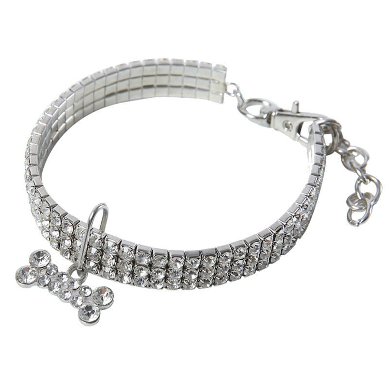 【COL - 015】3 rows of rhinestone crystal pet collars - MaoMao - Paws