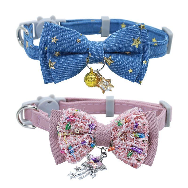 【COL - 018】Refined tweed look style bow pet collar - MaoMao - Paws