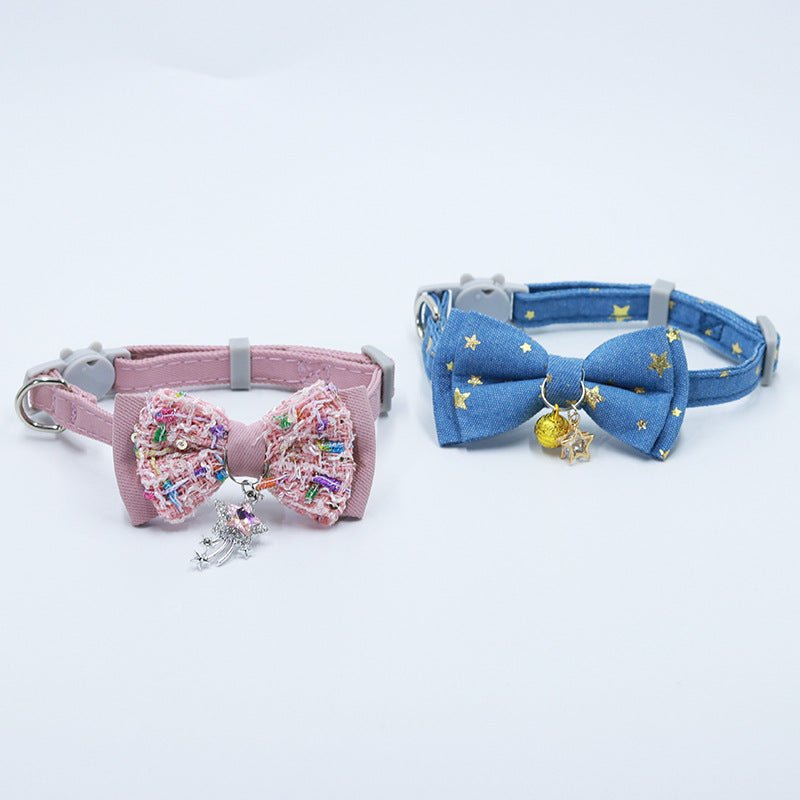 【COL - 018】Refined tweed look style bow pet collar - MaoMao - Paws