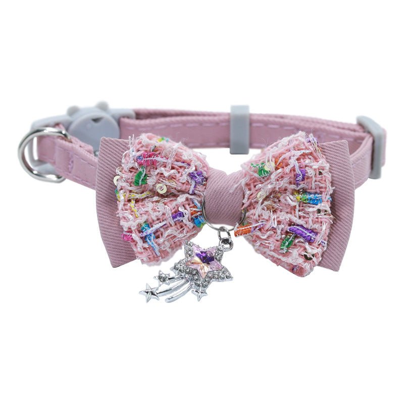 【COL - 018】Refined tweed look style bow pet collar - MaoMao - Paws
