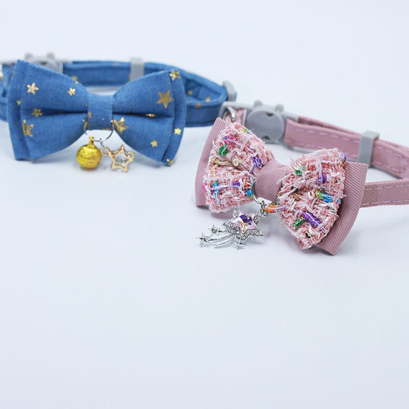 【COL - 018】Refined tweed look style bow pet collar - MaoMao - Paws