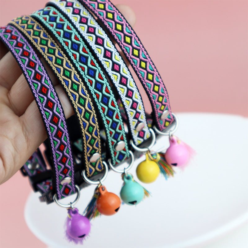 【COL - 019】Colorful Ethnic - style Diamond - pattern Pet Collar - MaoMao - Paws