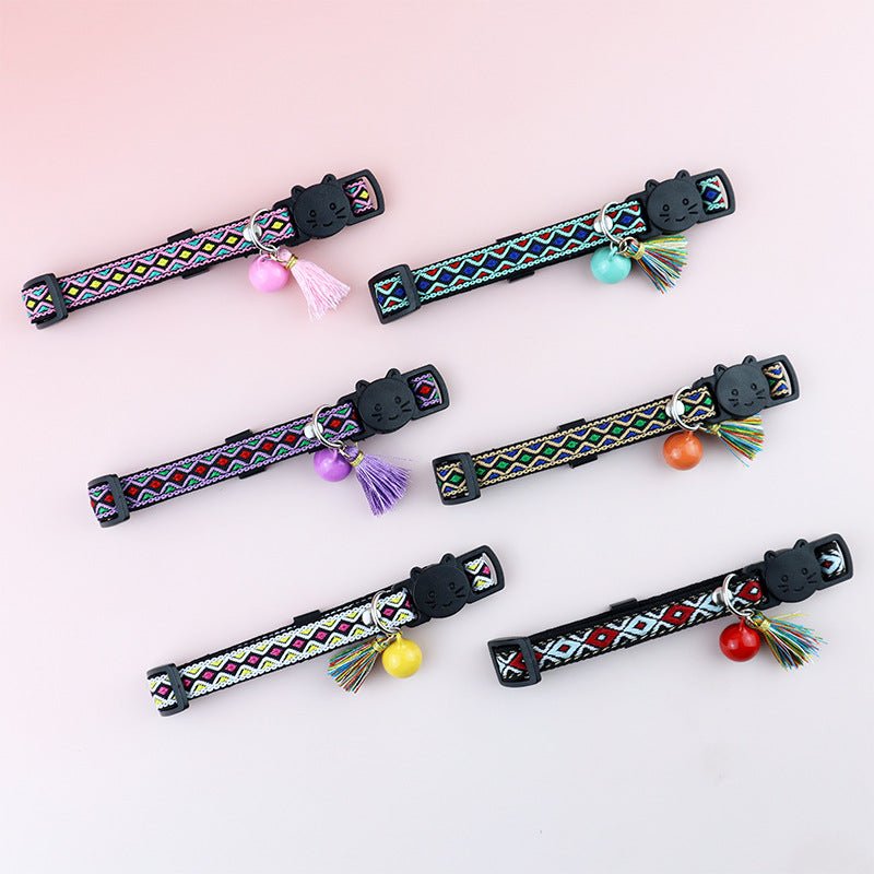 【COL - 019】Colorful Ethnic - style Diamond - pattern Pet Collar - MaoMao - Paws
