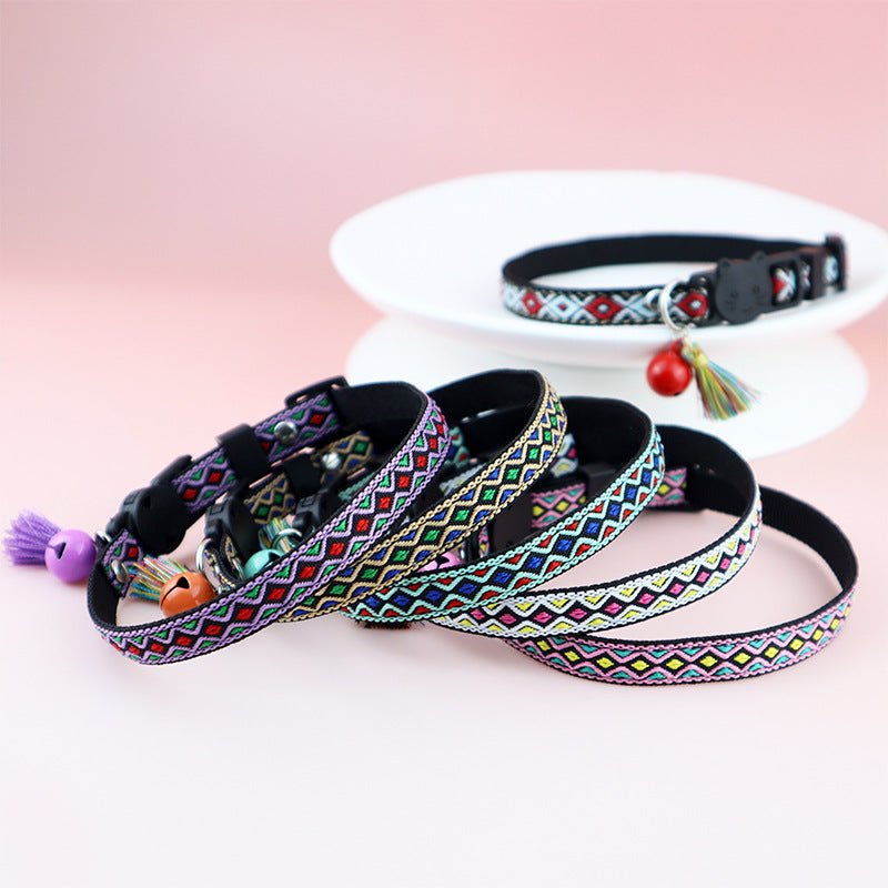 【COL - 019】Colorful Ethnic - style Diamond - pattern Pet Collar - MaoMao - Paws