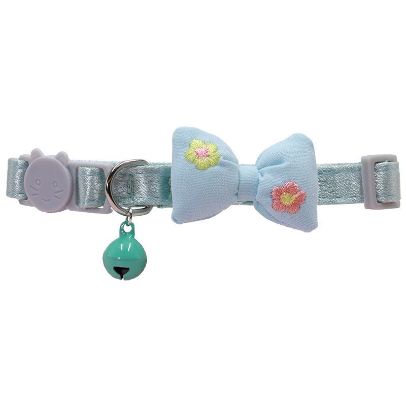 【COL - 023】Embroidered bow tie bell pet collar - MaoMao - Paws