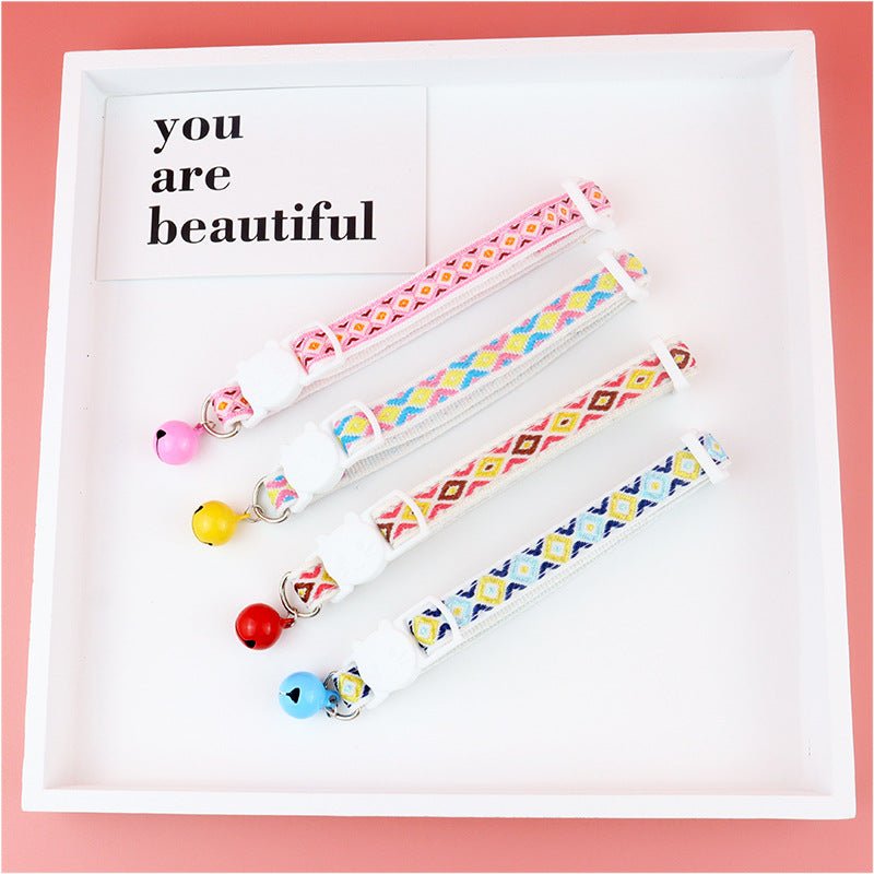 【COL - 025】Color checked jacquard pet collar - MaoMao - Paws