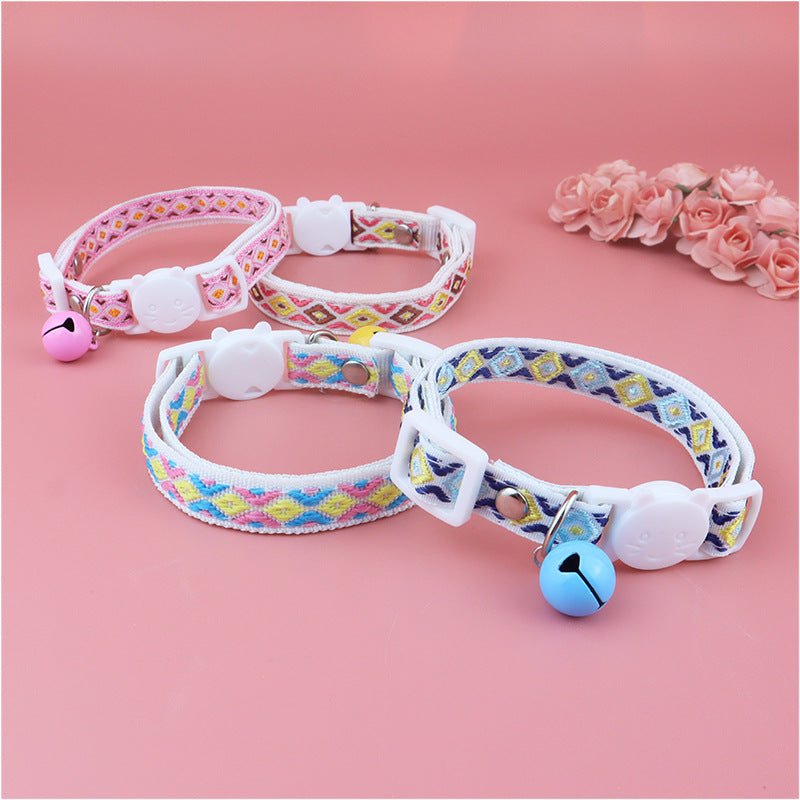 【COL - 025】Color checked jacquard pet collar - MaoMao - Paws