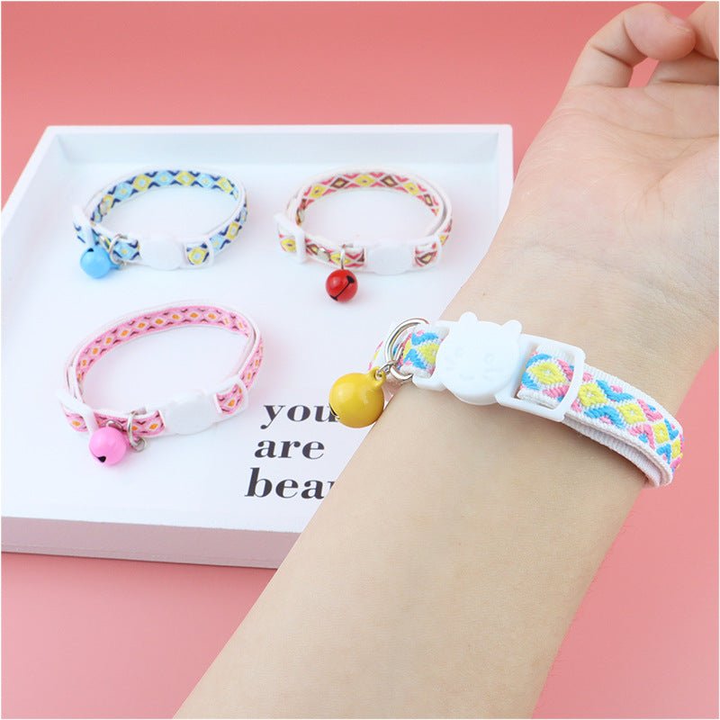 【COL - 025】Color checked jacquard pet collar - MaoMao - Paws