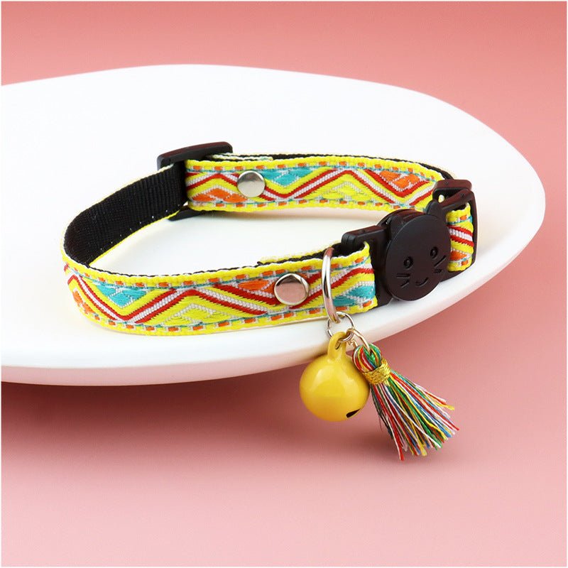 【COL - 025】Color checked jacquard pet collar - MaoMao - Paws