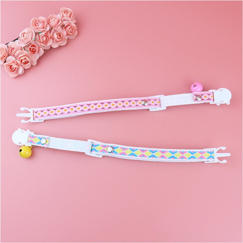 【COL - 025】Color checked jacquard pet collar - MaoMao - Paws
