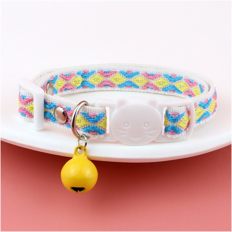 【COL - 025】Color checked jacquard pet collar - MaoMao - Paws