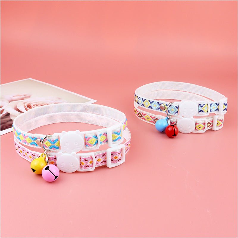 【COL - 025】Color checked jacquard pet collar - MaoMao - Paws