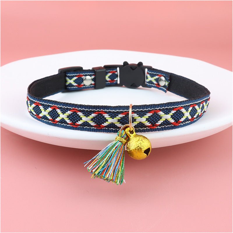 【COL - 025】Color checked jacquard pet collar - MaoMao - Paws