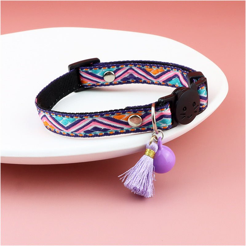 【COL - 025】Color checked jacquard pet collar - MaoMao - Paws