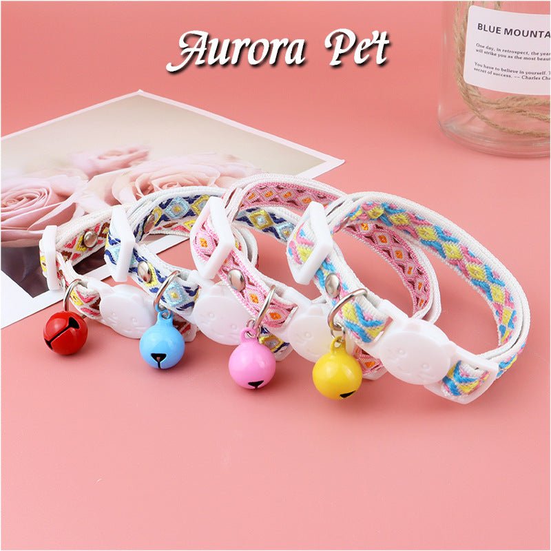 【COL - 025】Color checked jacquard pet collar - MaoMao - Paws
