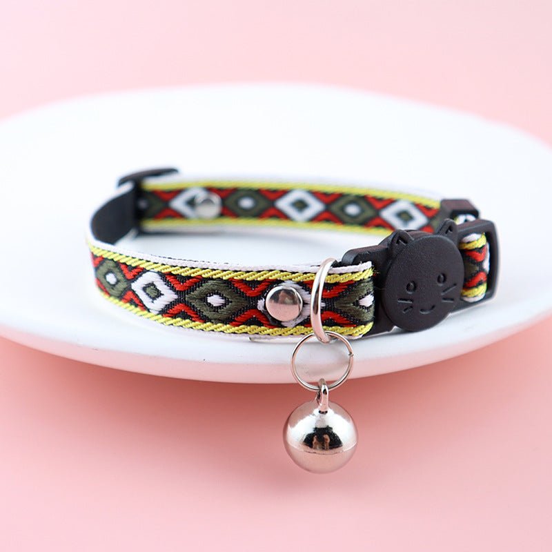 【COL - 025】Color checked jacquard pet collar - MaoMao - Paws